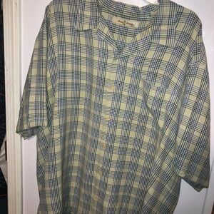 Tommy Bahama 100% silk, blue plaid with yellow tint, XL,